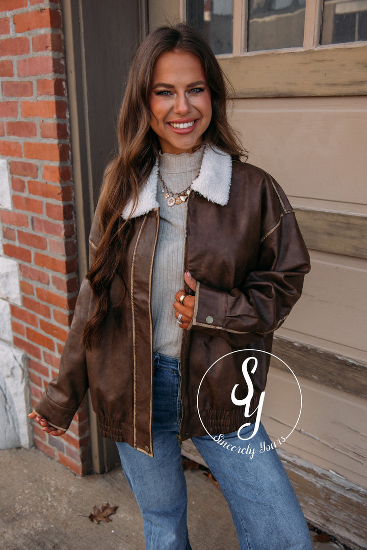 Robin Collared Jacket-Brown