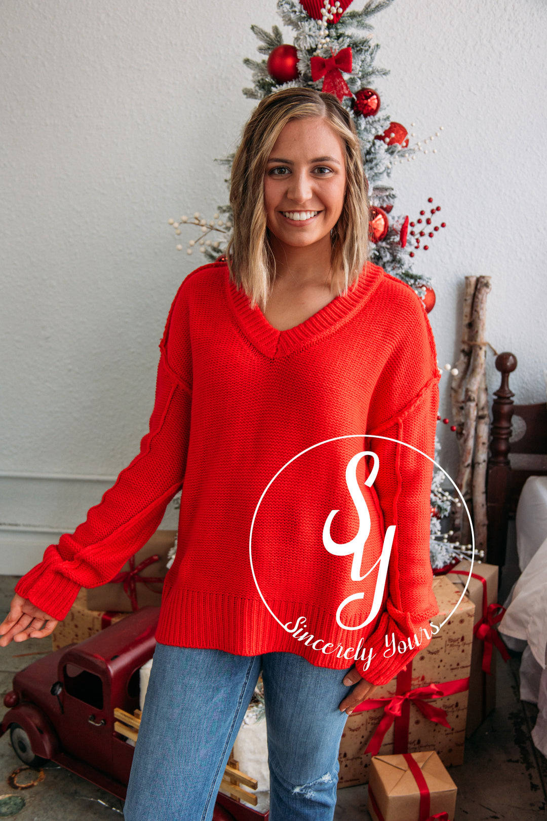 Cozy Cuddles Sweater - Red