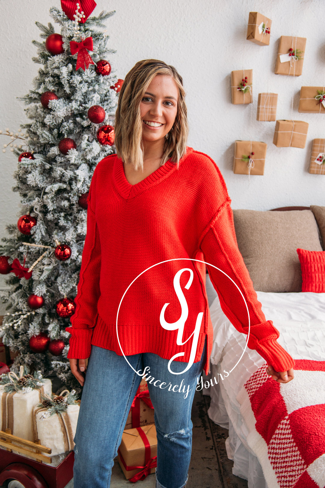 Cozy Cuddles Sweater - Red