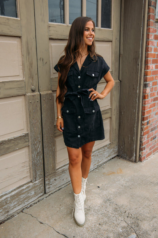 Seeking Out Dress -Black