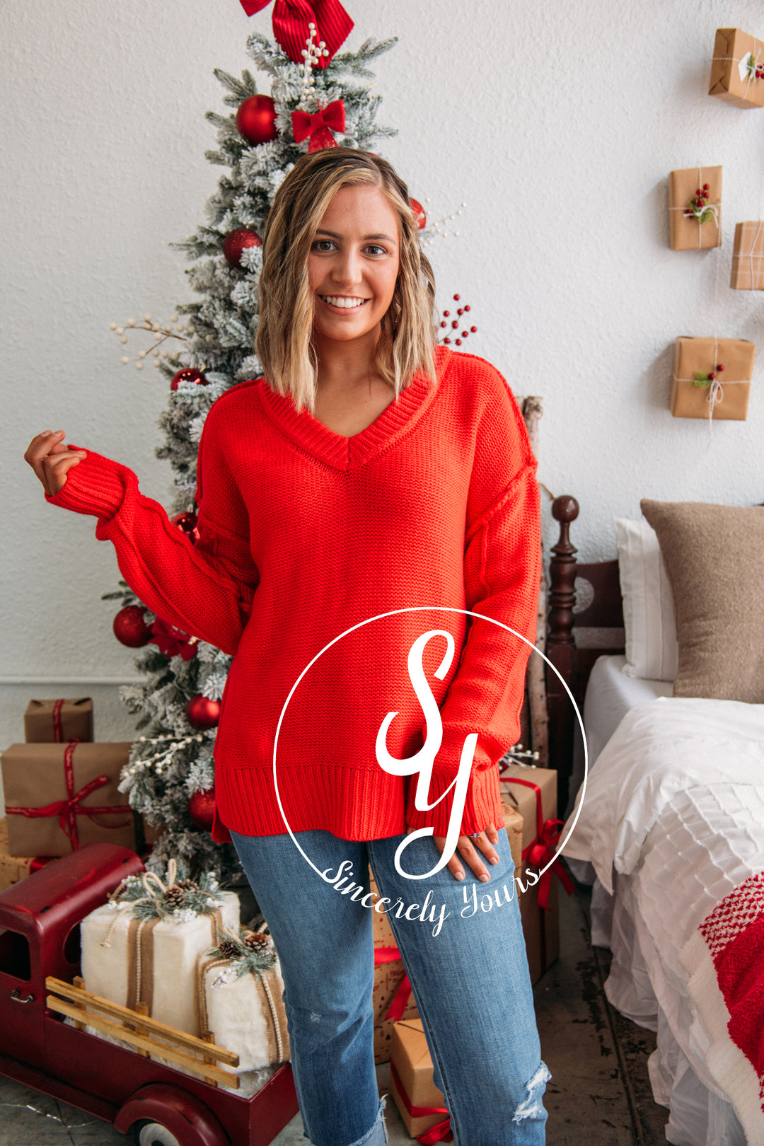 Cozy Cuddles Sweater - Red