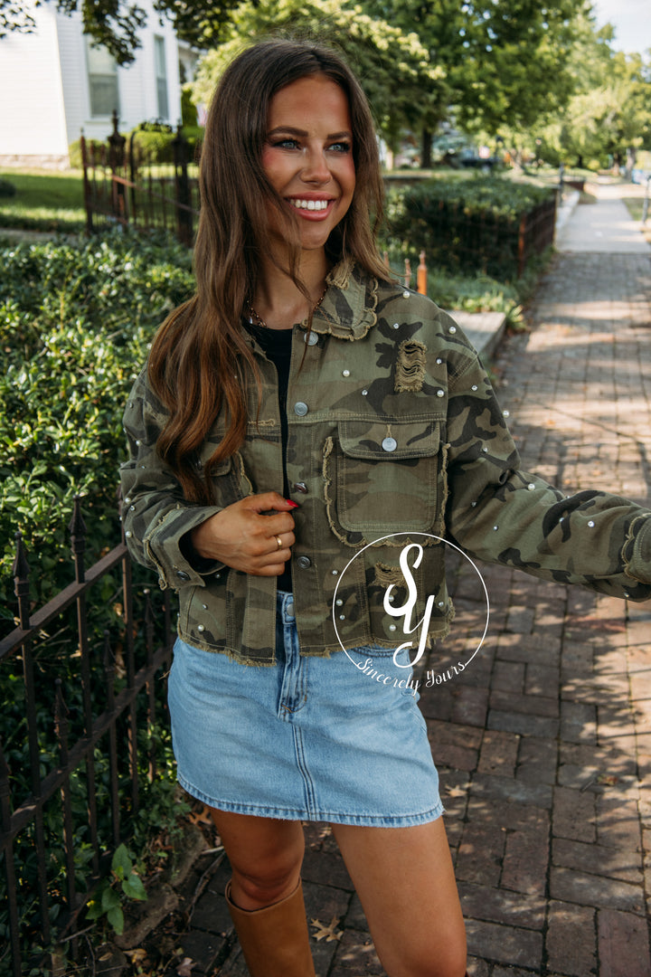 Jeweled Camo Jacket- Camo