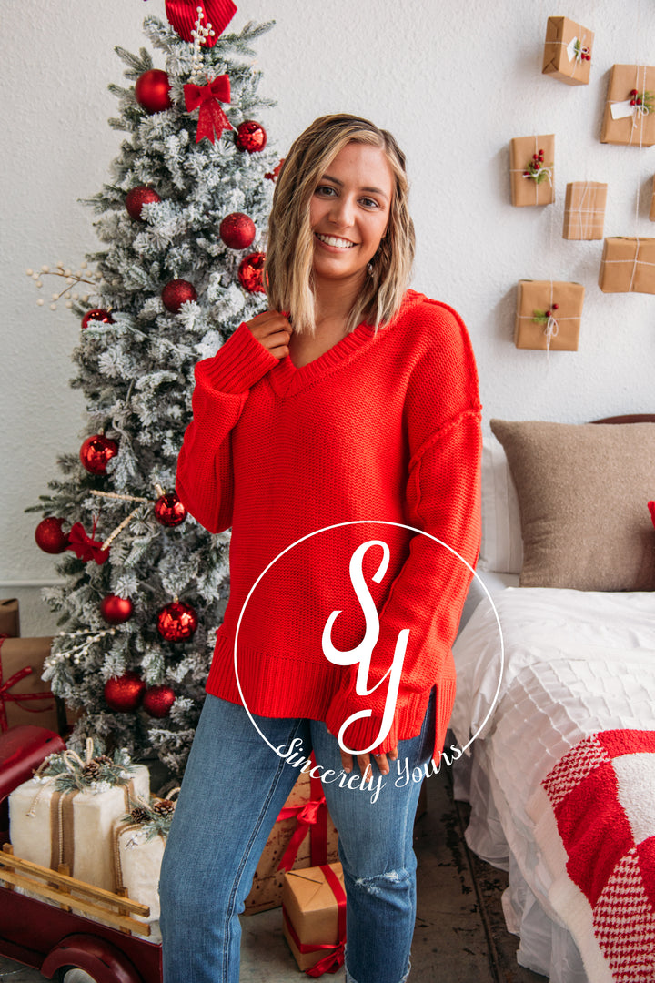 Cozy Cuddles Sweater - Red