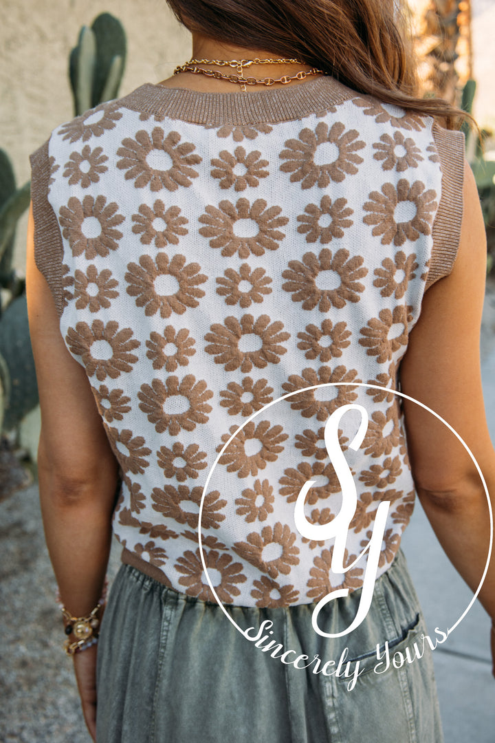 Flower Power Top- Mocha