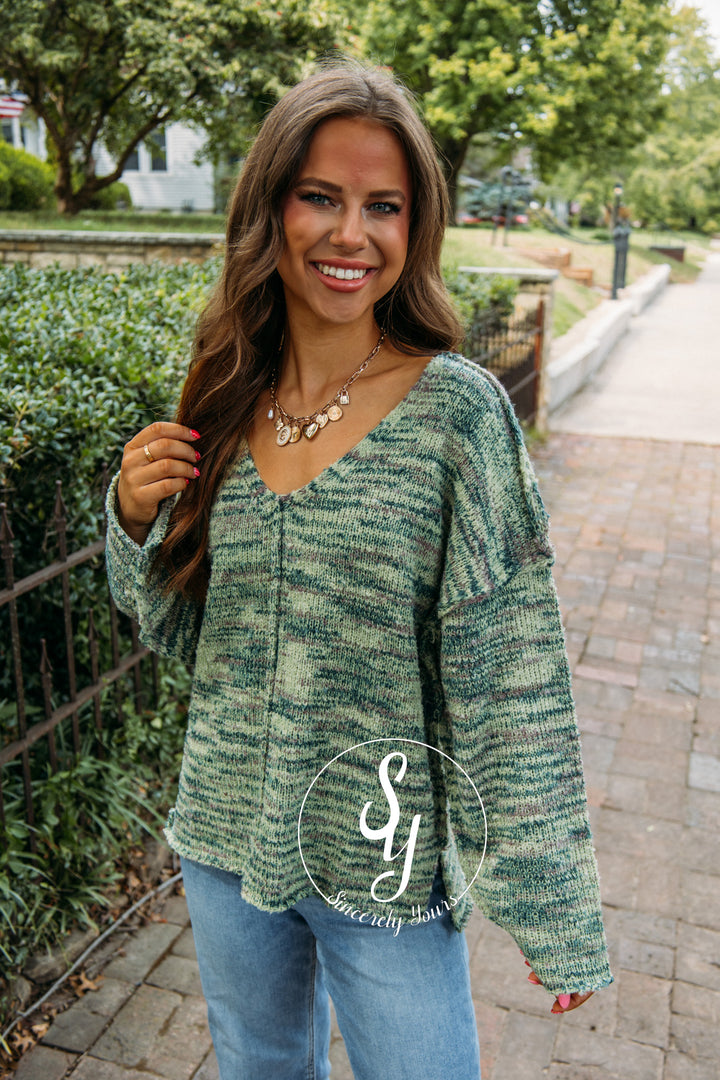 Apple Spice Sweater- Green Multi