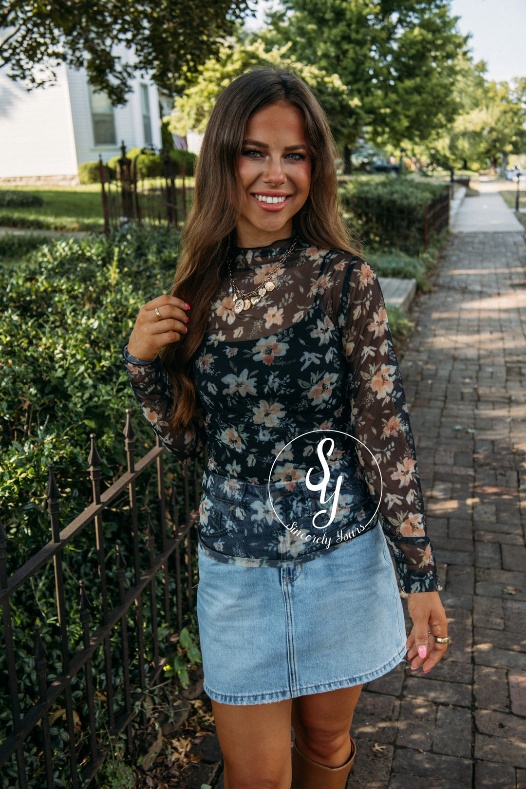 Ginger Top- Floral Black