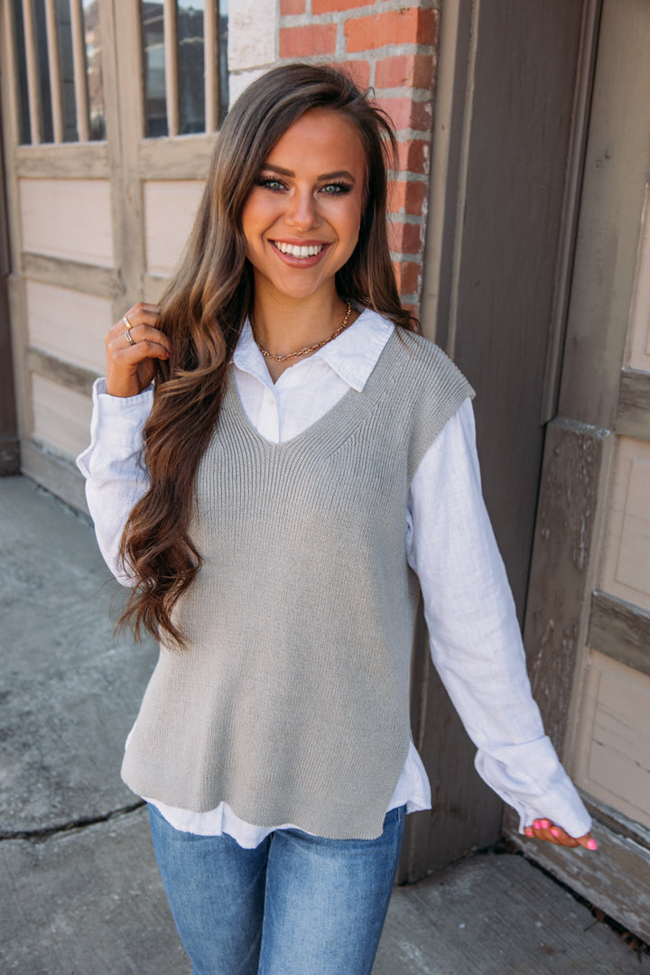 Shelby Sweater Vest - Stone