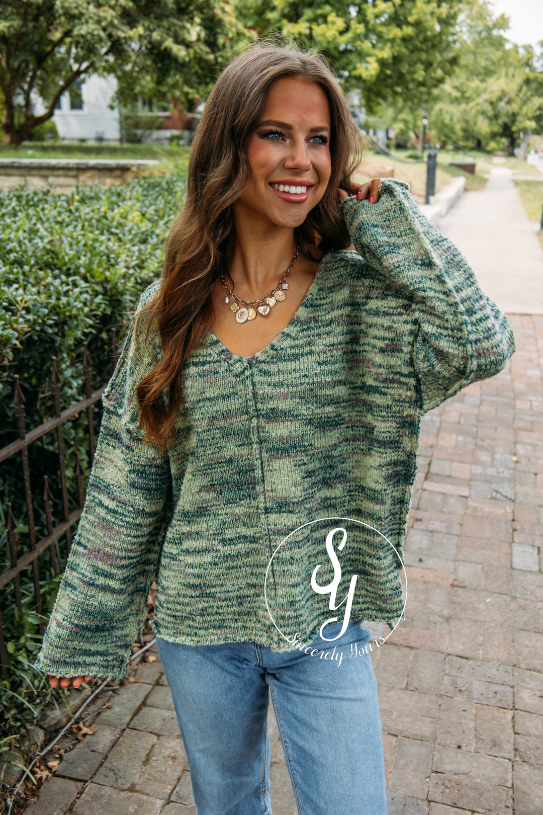 Apple Spice Sweater- Green Multi