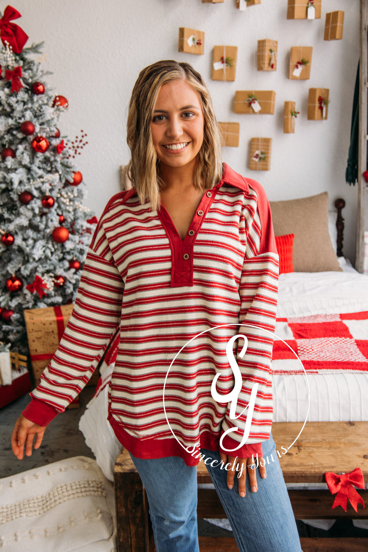 Forever and Ever Stripe Top - Red