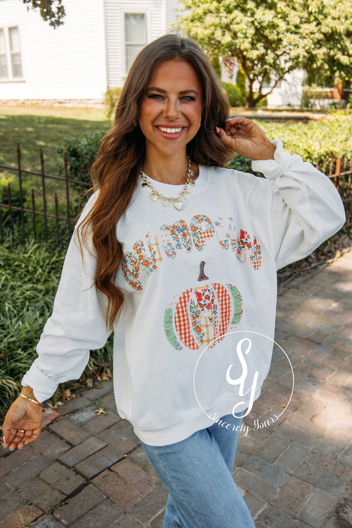 Pumpkin Patch Crewneck- White