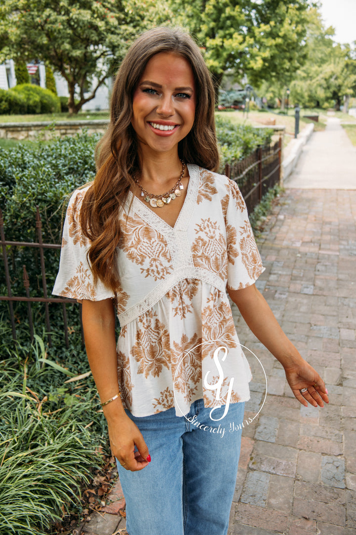 Calm Days Blouse- Taupe