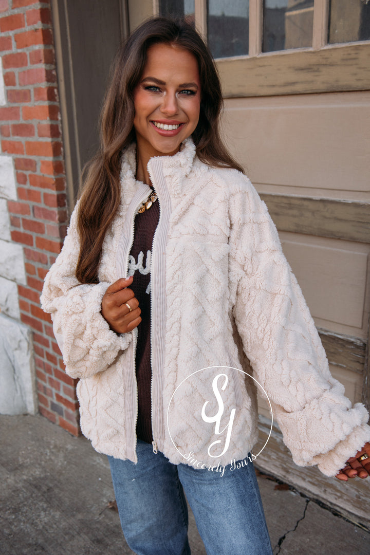 Avery Fuzzy Jacket-Ecru