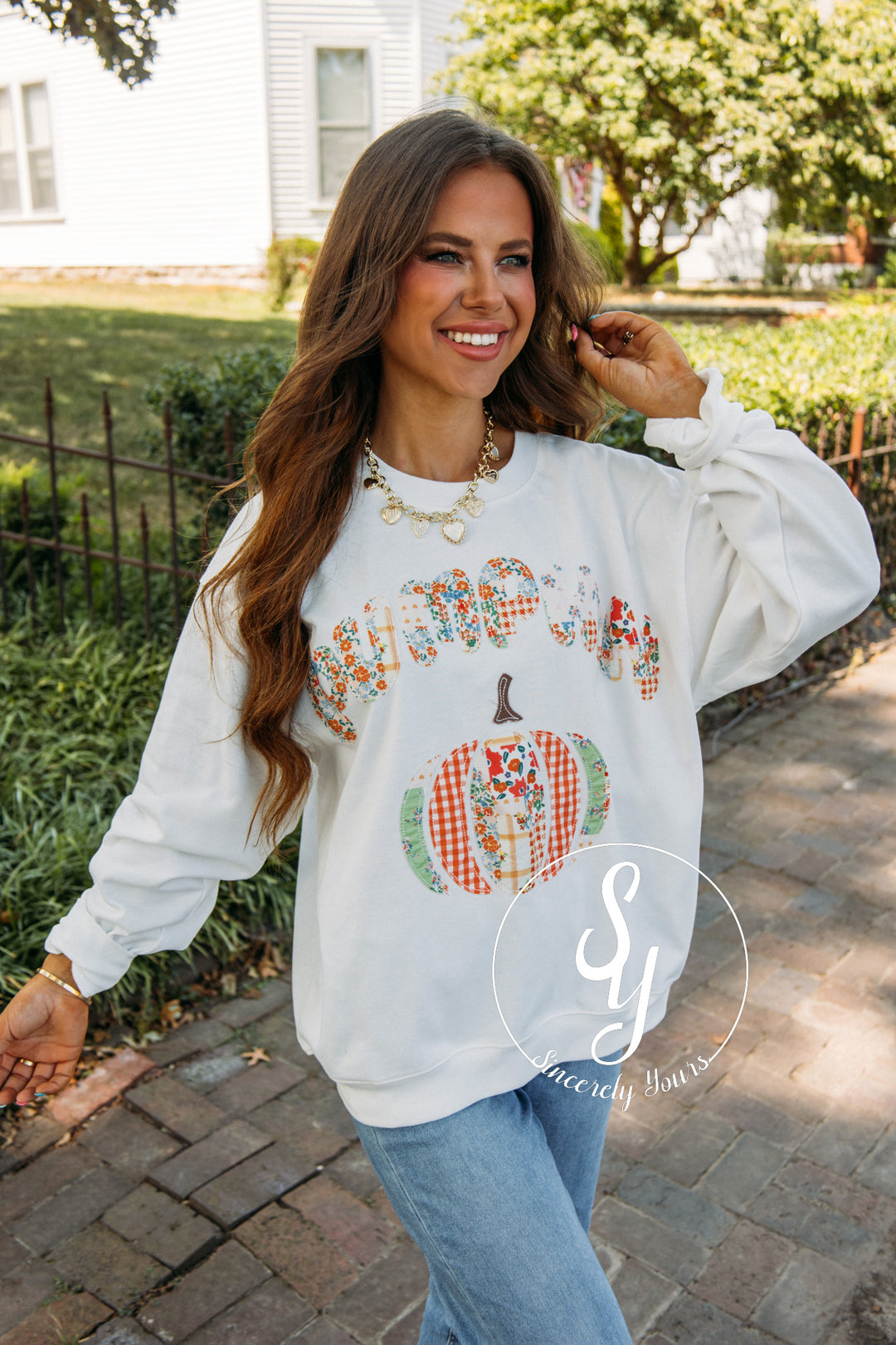 Pumpkin Patch Crewneck- White