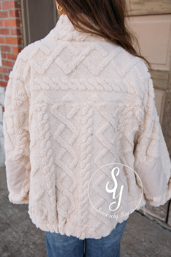 Avery Fuzzy Jacket-Ecru