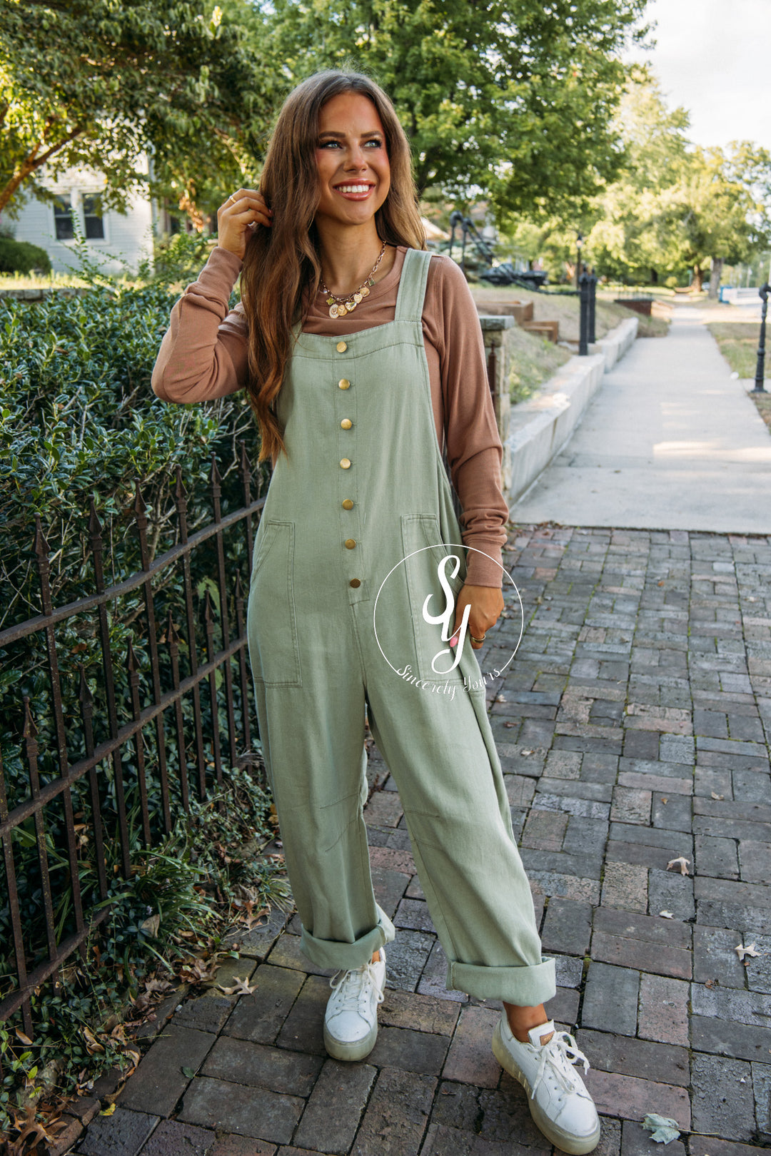 Falling For You Jumpsuit- Washed Sage