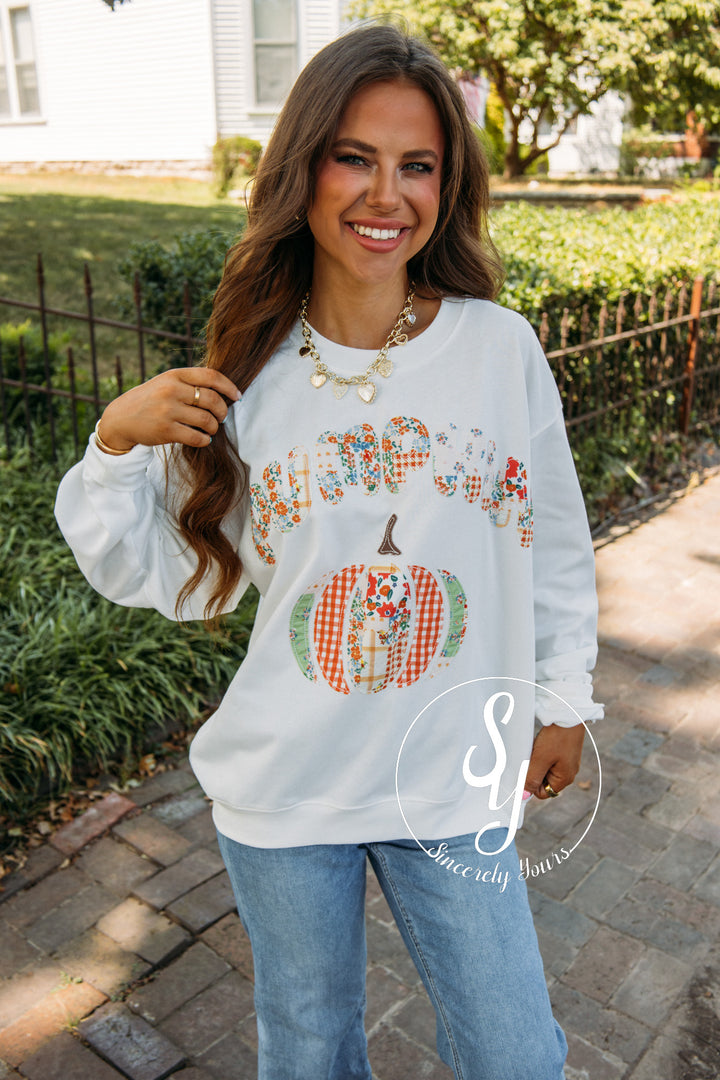 Pumpkin Patch Crewneck- White