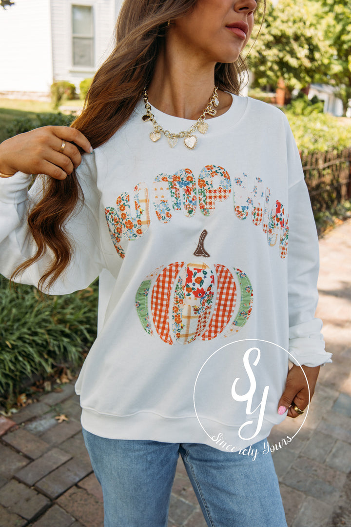 Pumpkin Patch Crewneck- White