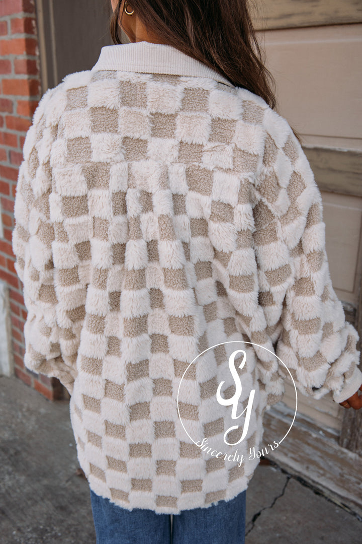 Sweet Checkered Jacket-Cream