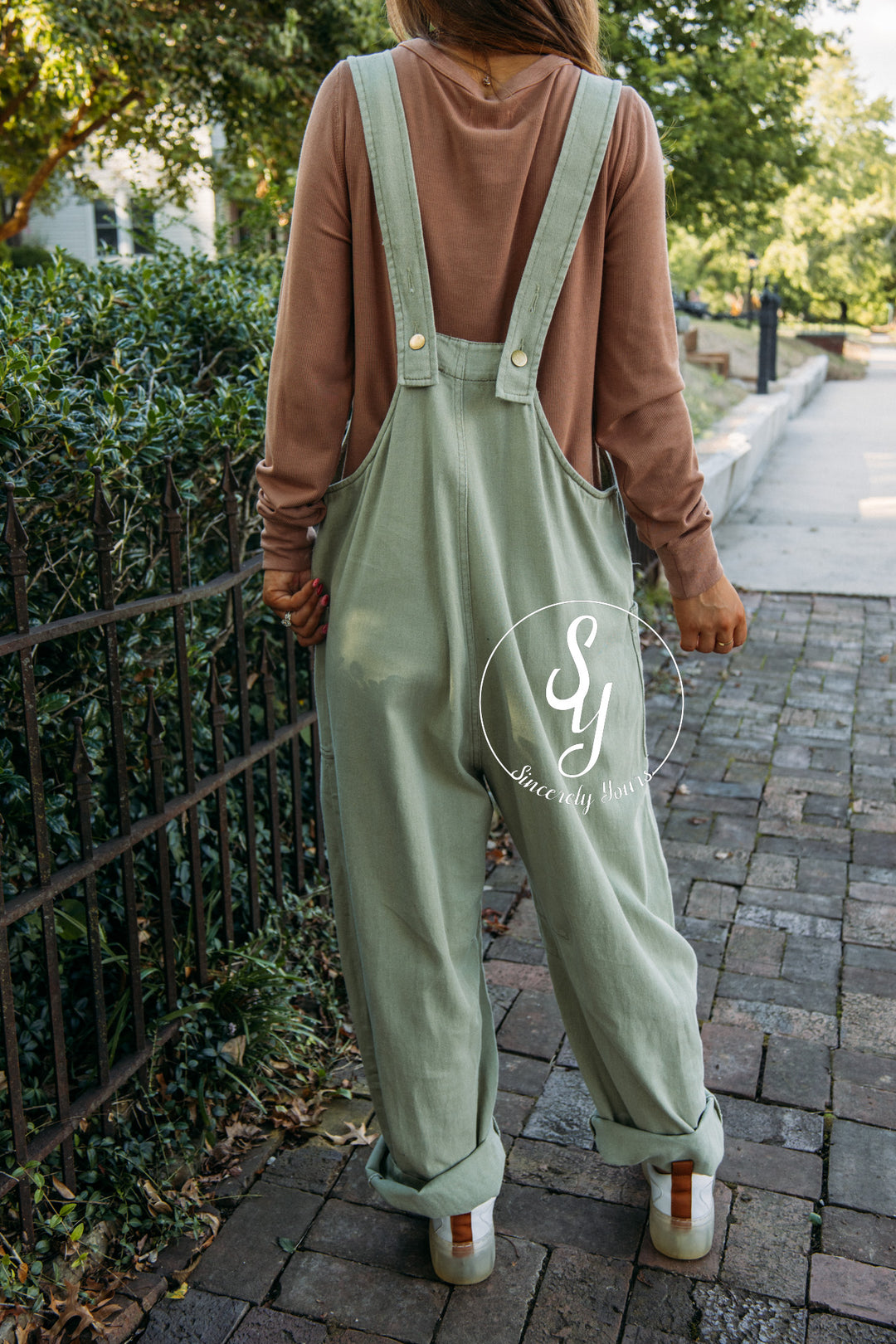 Falling For You Jumpsuit- Washed Sage
