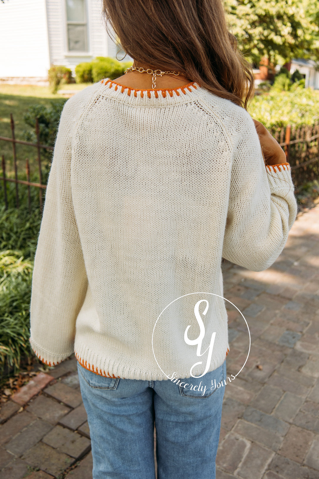 Pumpkin Flower Sweater- Ivory