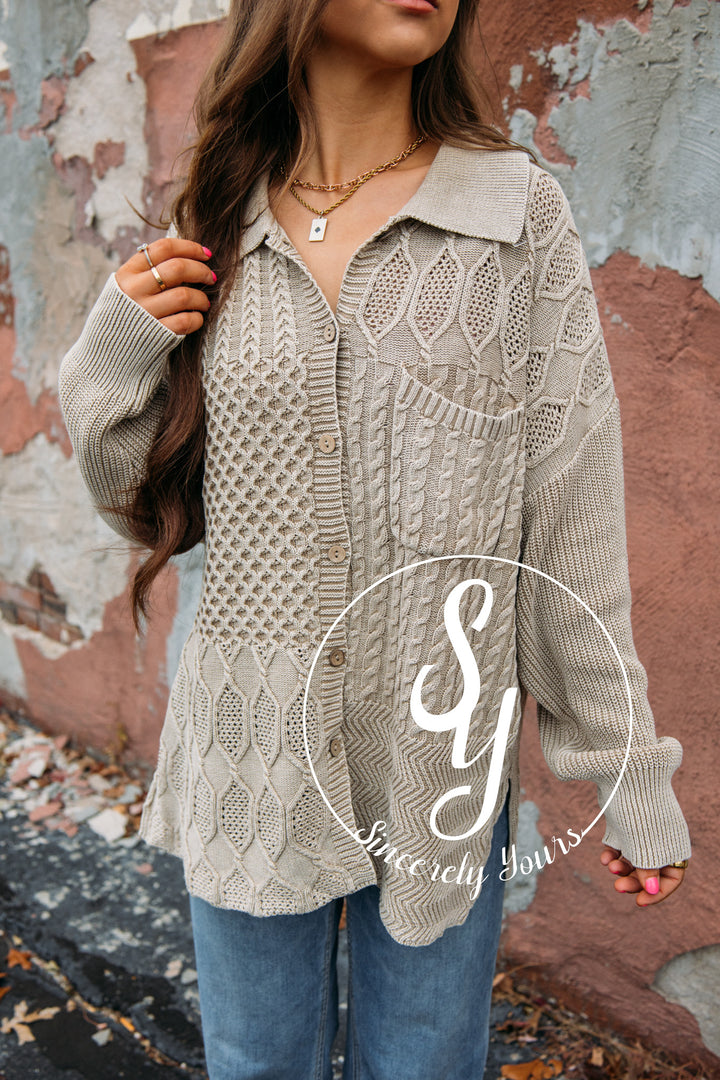 First Love Cable Cardigan - Mocha