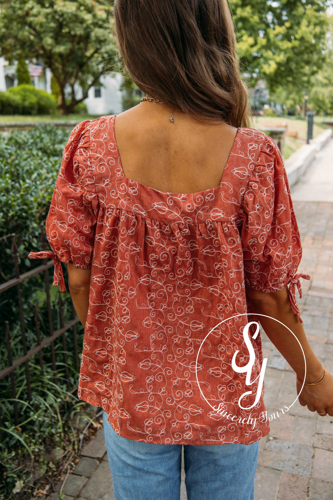 Dreamy Floral Blouse- Rust
