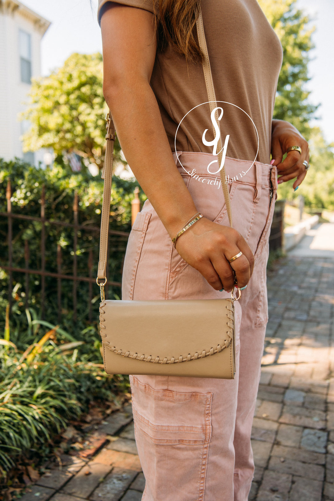 Kyle Whipstitch Crossbody/Wallet -Taupe