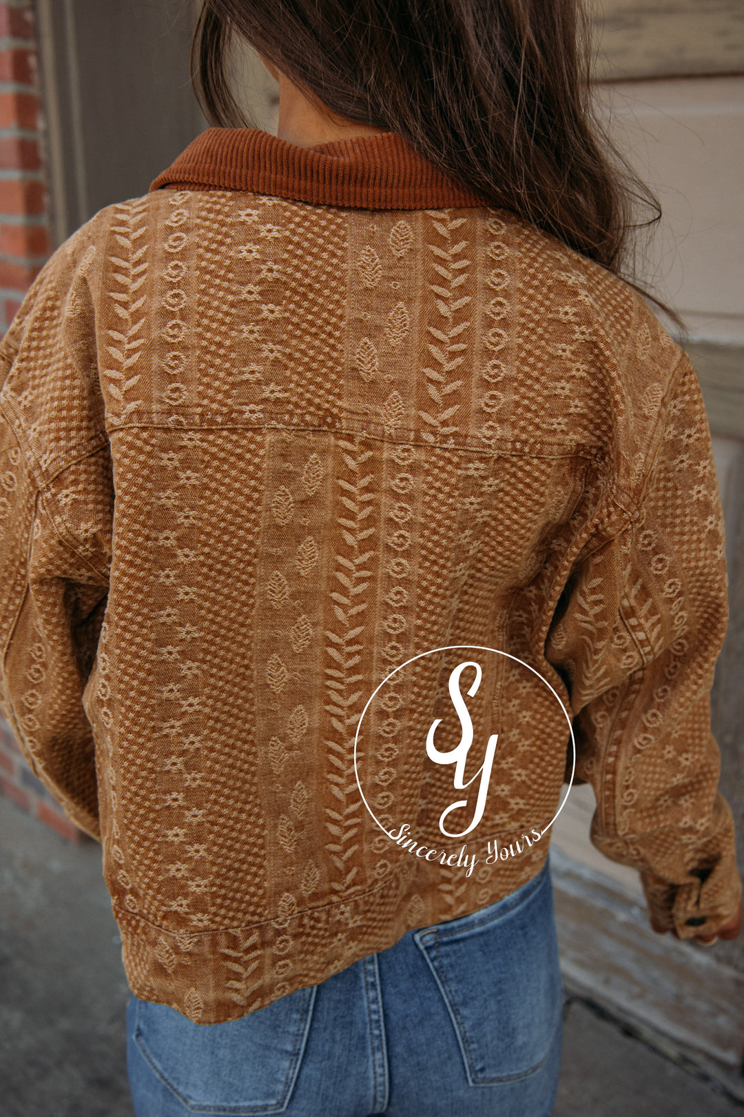 Juniper Floral Jacket-Camel/Brown