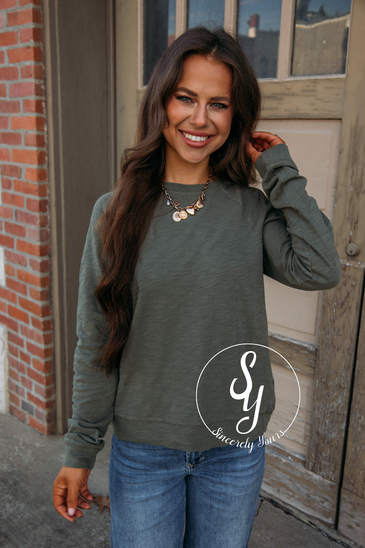 Copy This And That Top- Dusty Olive