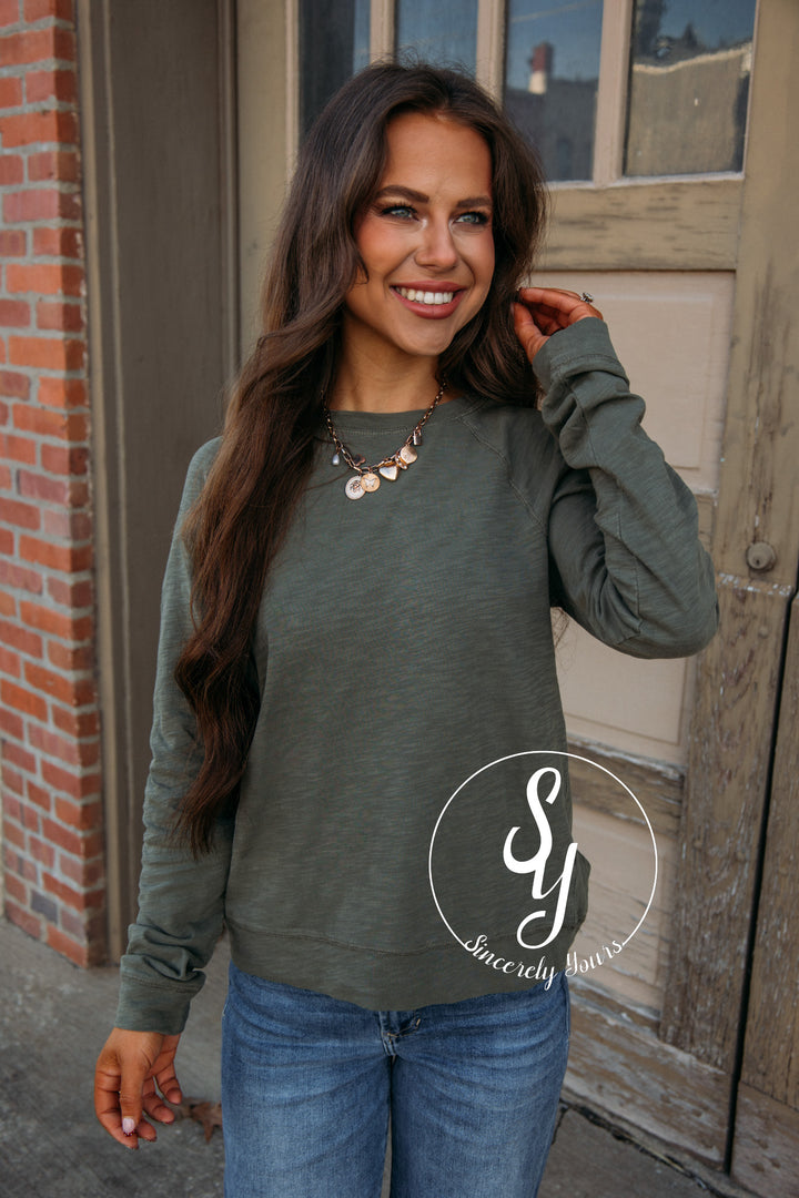 Copy This And That Top- Dusty Olive