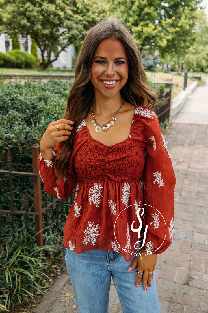Apple Cider Blouse- Rust