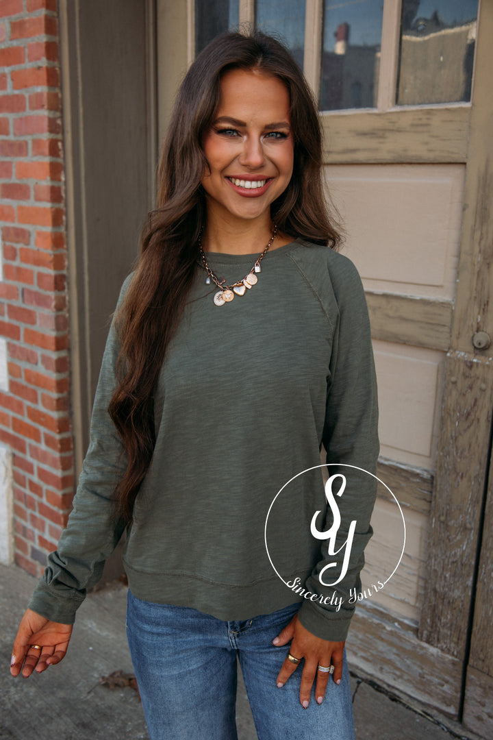 Copy This And That Top- Dusty Olive