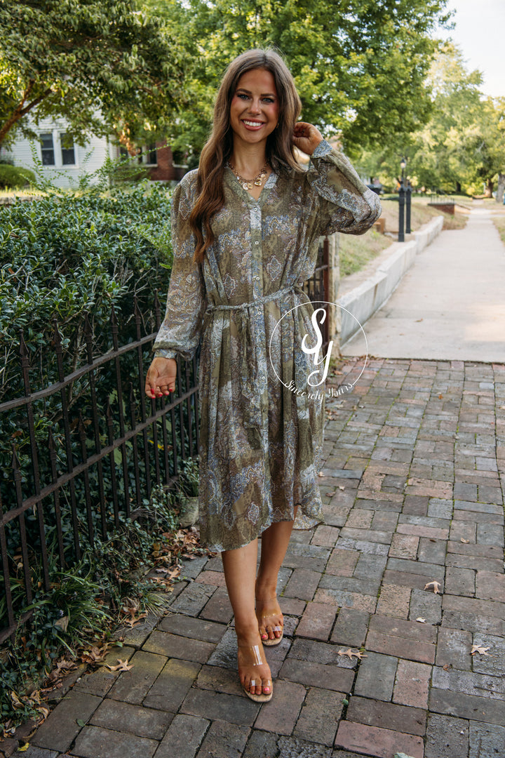 Cabin Parkway Dress- Sage Multi