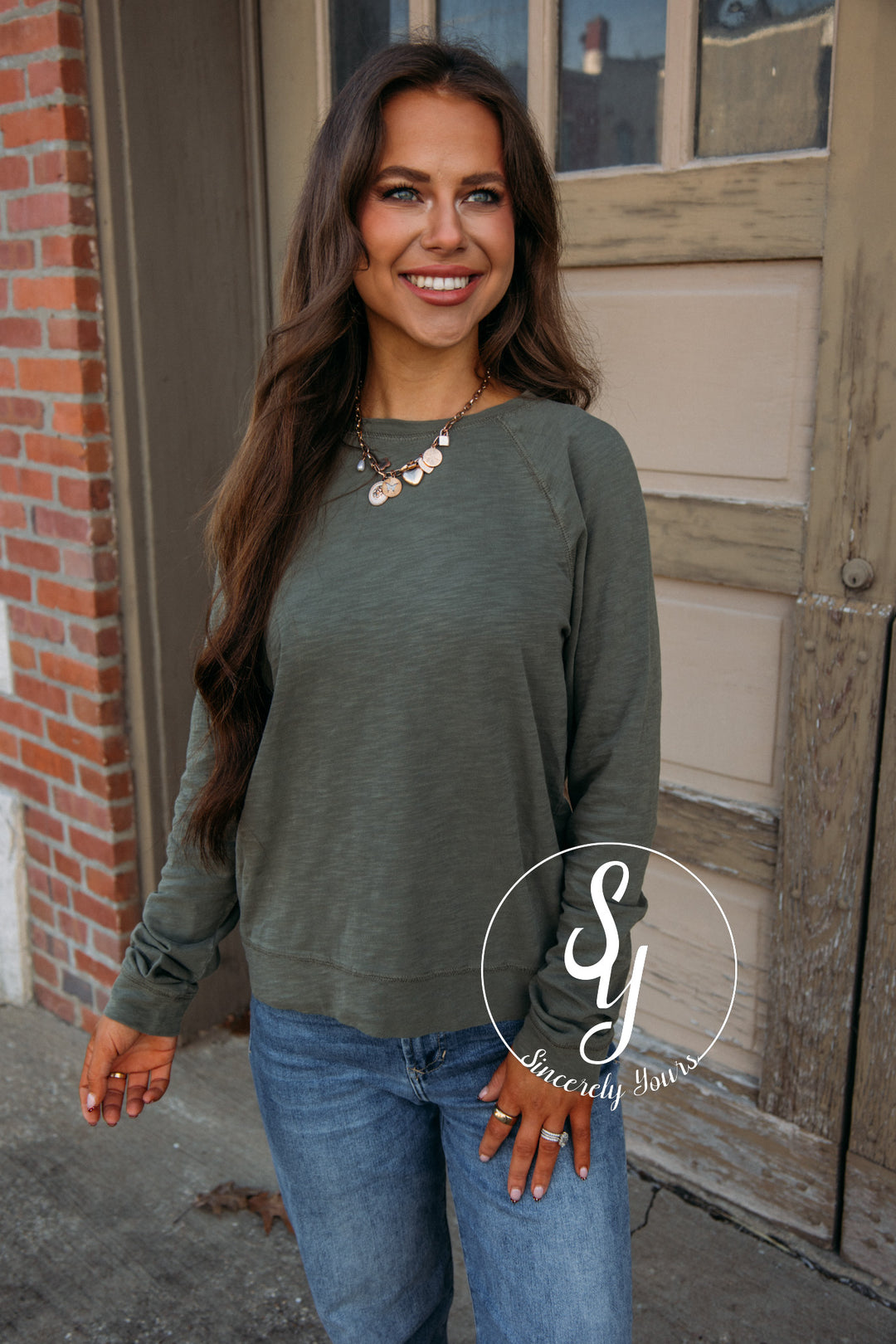 Copy This And That Top- Dusty Olive