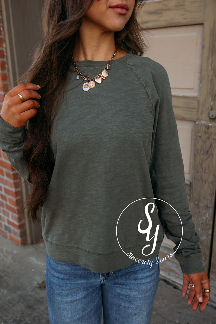 Copy This And That Top- Dusty Olive