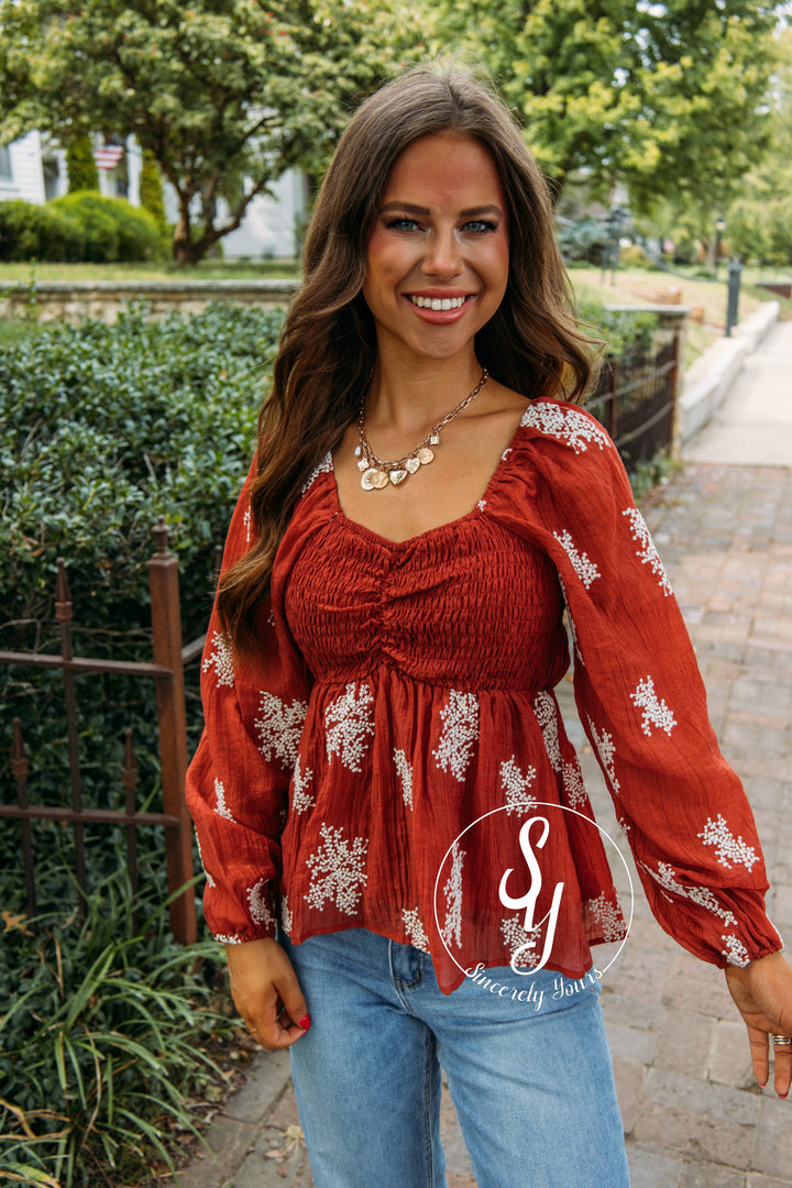 Apple Cider Blouse- Rust