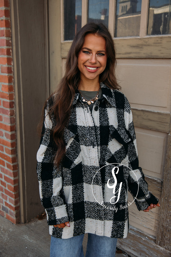 Warm Winter Plaid Jacket-Natural Black