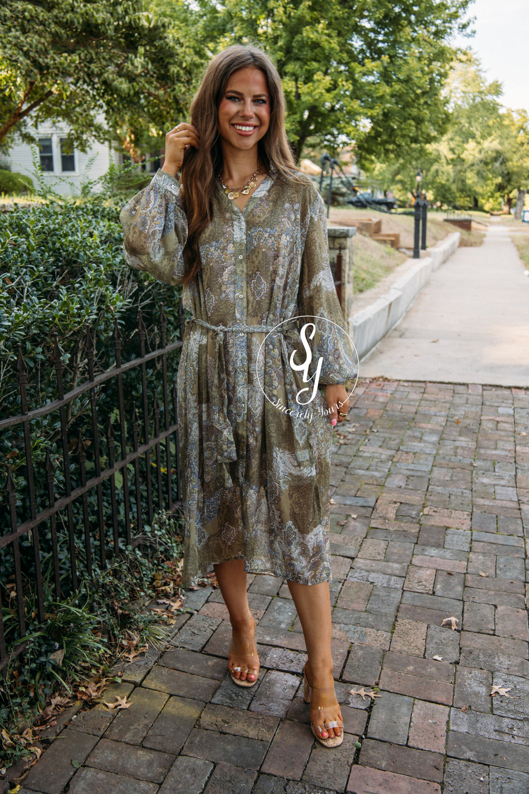 Cabin Parkway Dress- Sage Multi