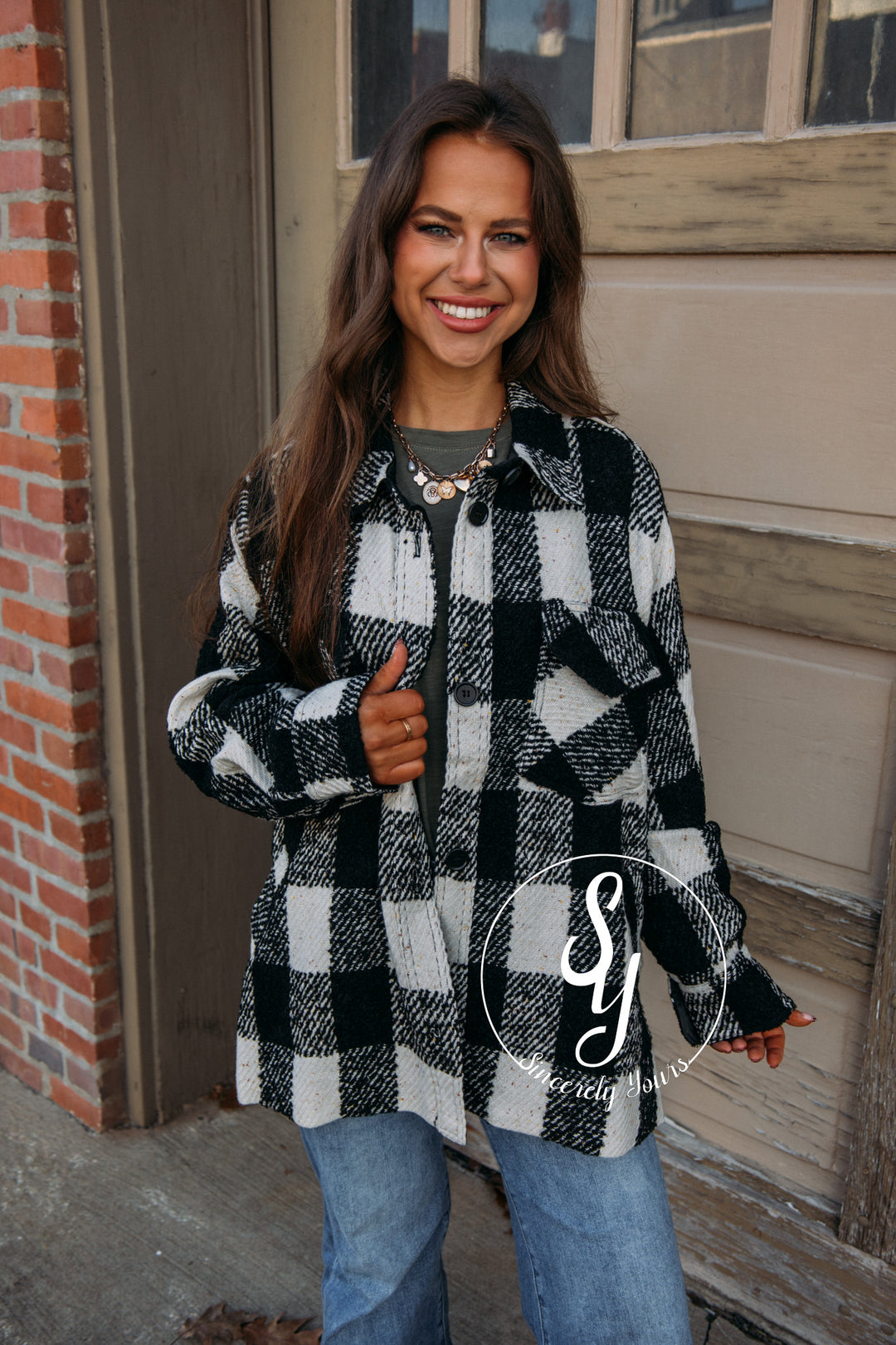 Warm Winter Plaid Jacket-Natural Black