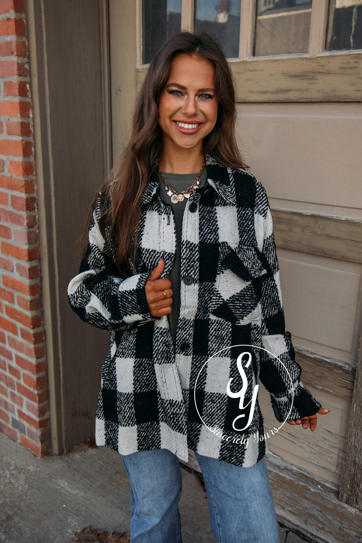 Warm Winter Plaid Jacket-Natural Black