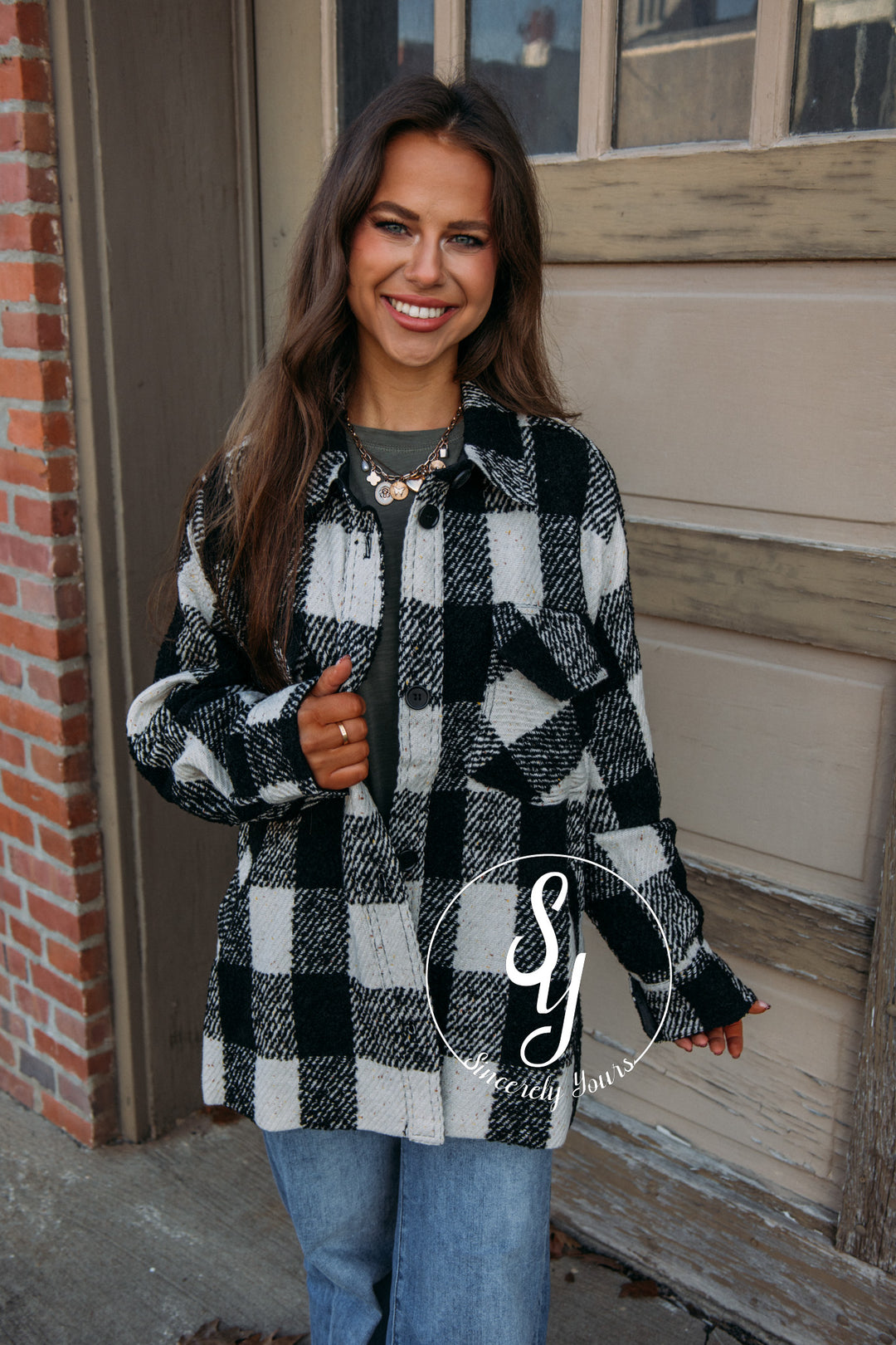 Warm Winter Plaid Jacket-Natural Black