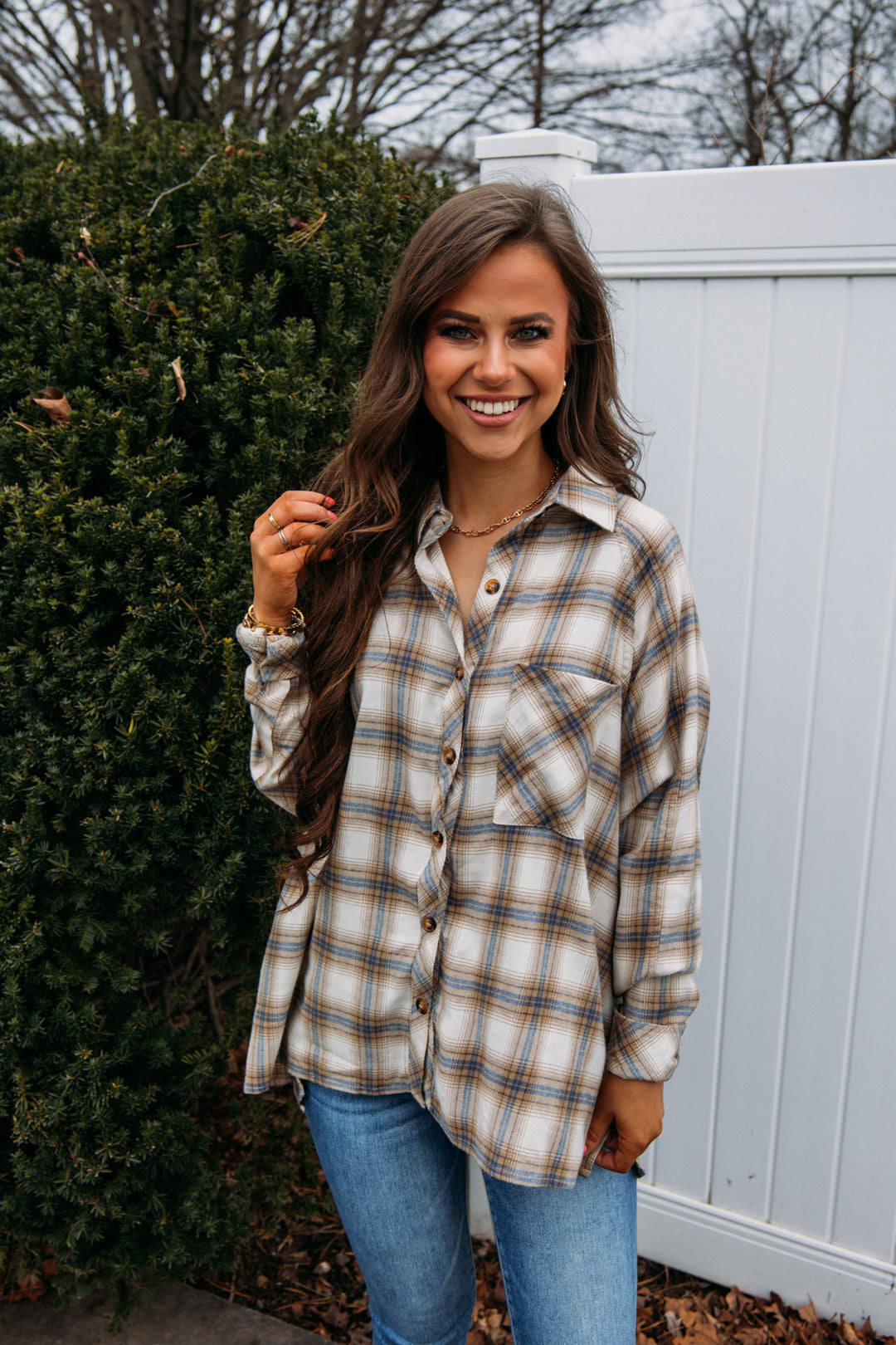 Plaid Perfect Flannel - Cream/Blue