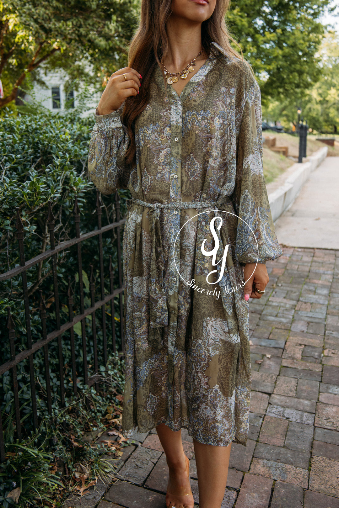 Cabin Parkway Dress- Sage Multi