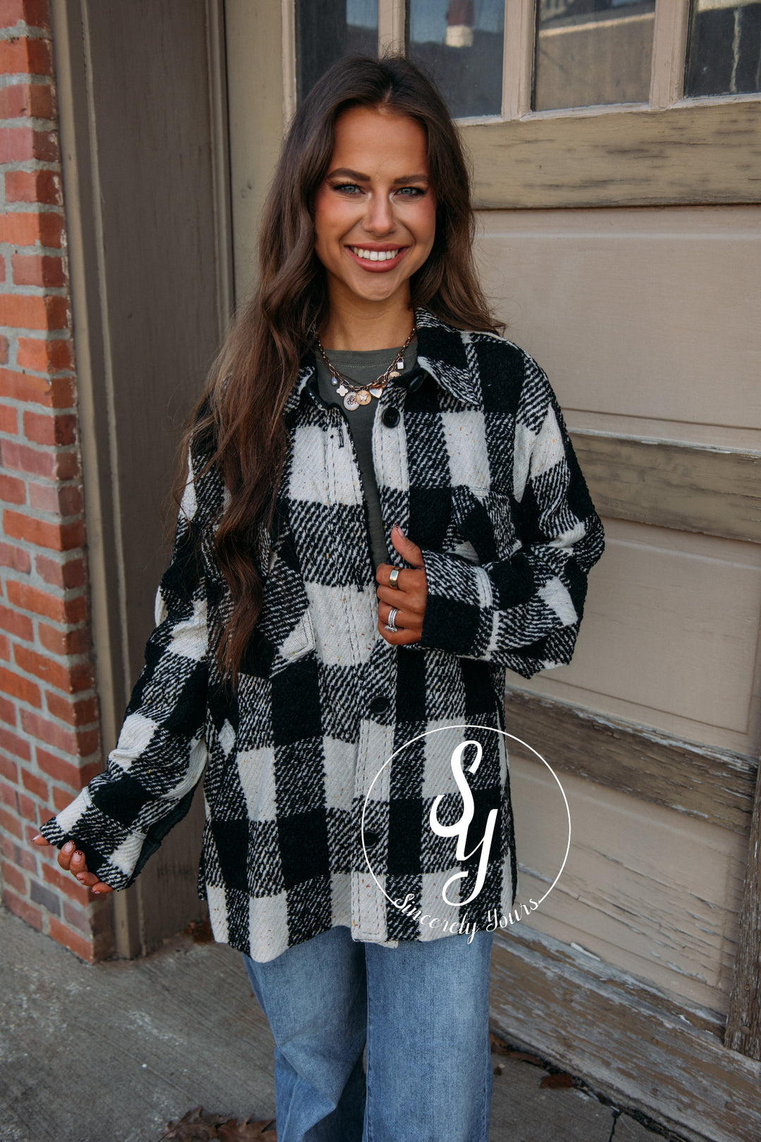 Warm Winter Plaid Jacket-Natural Black