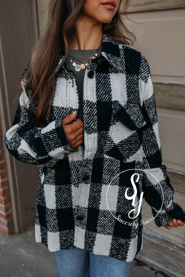 Warm Winter Plaid Jacket-Natural Black
