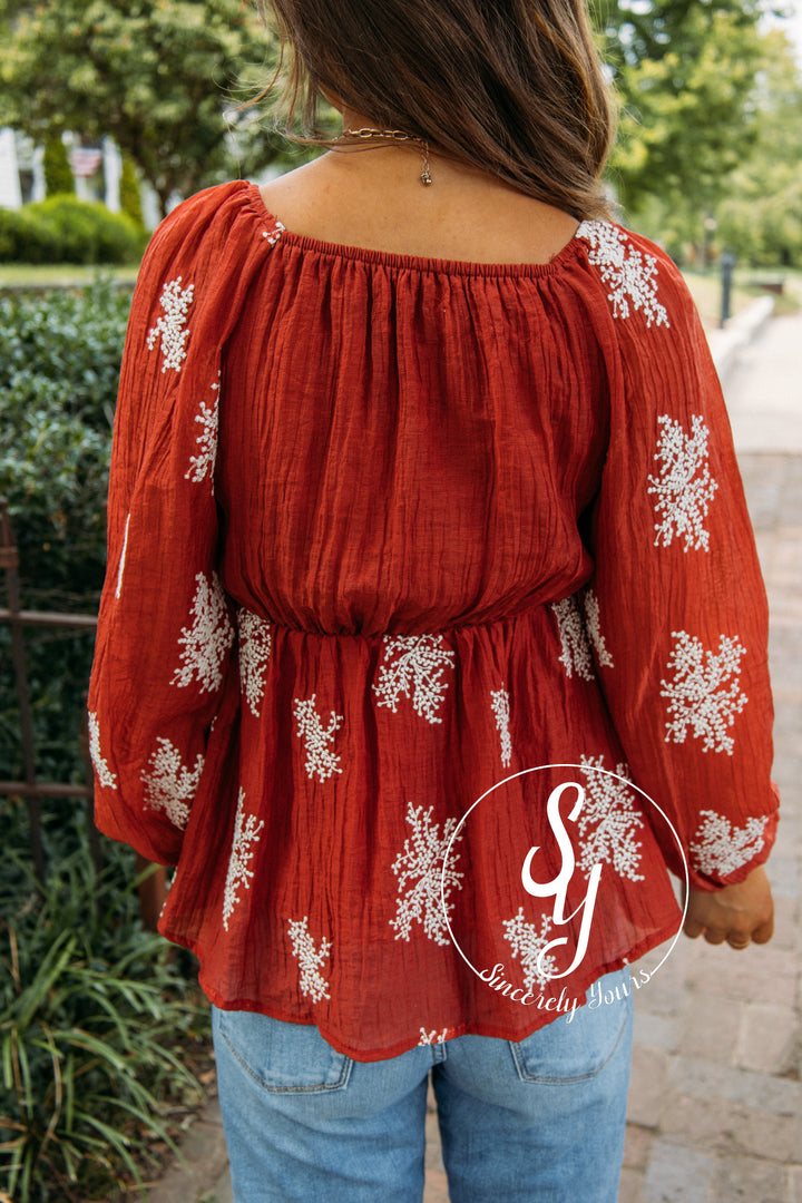 Apple Cider Blouse- Rust