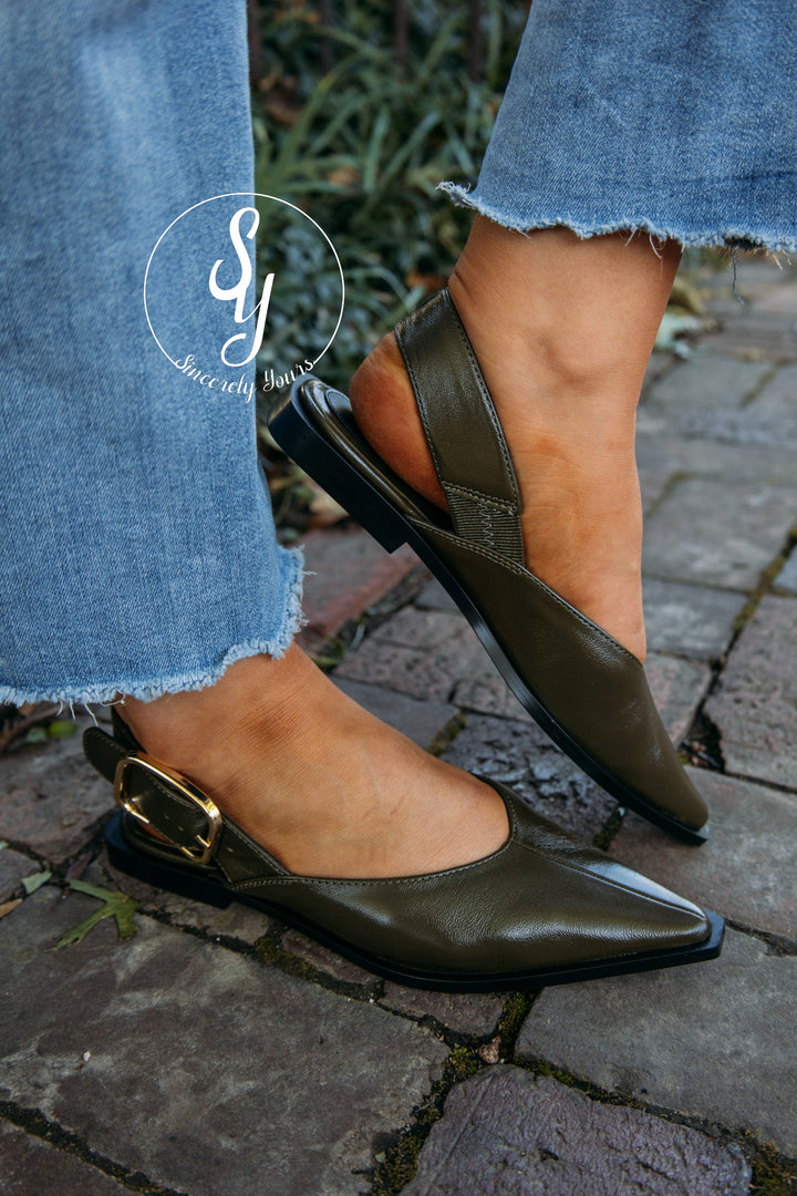 Steve Madden: Shay Olive Leather Flat