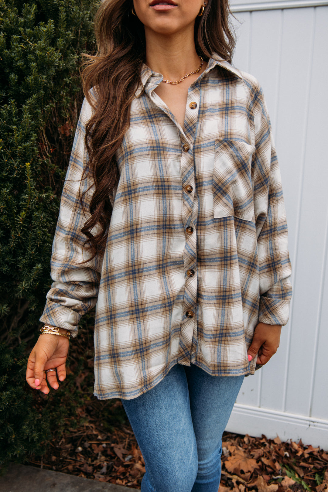 Plaid Perfect Flannel - Cream/Blue