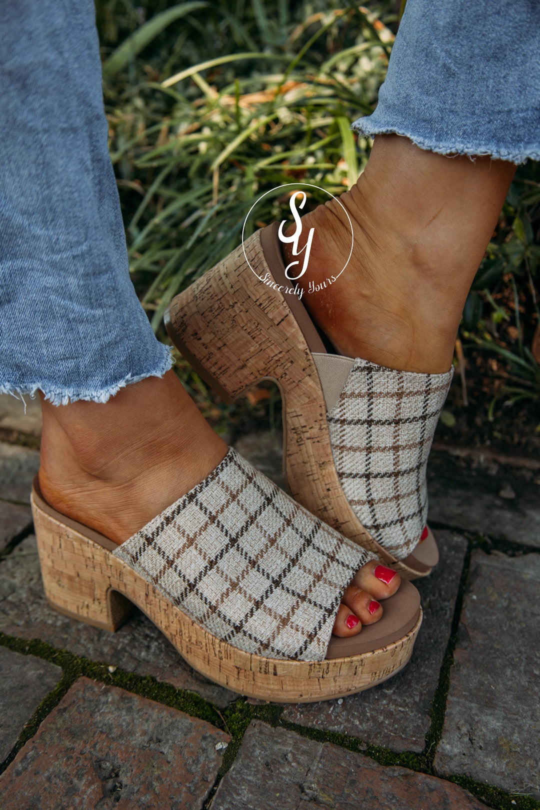 Iris Heel- Camel Plaid