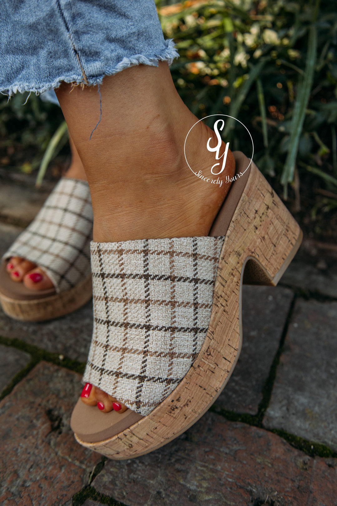 Iris Heel- Camel Plaid
